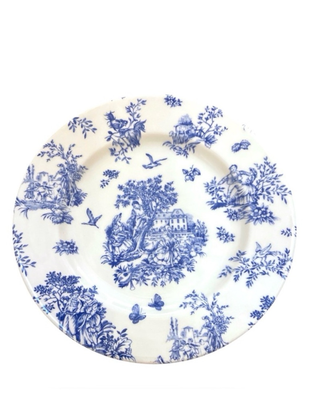 Churchill White Blue Victorian Dinner Plate 10” England Countryside Estate NWOT